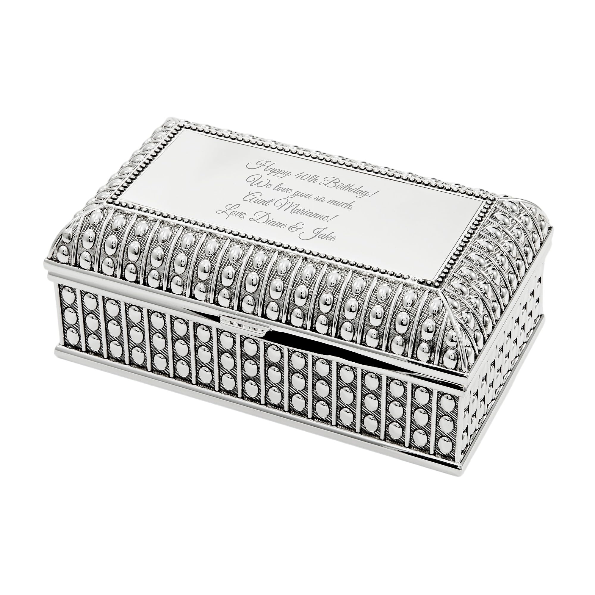 THINGS REMEMBERED Engraved Beaded Texture Jewelry Box (Free Customization), Antique Inspired Engraved Keepsake Box, Personalized Gifts for Women