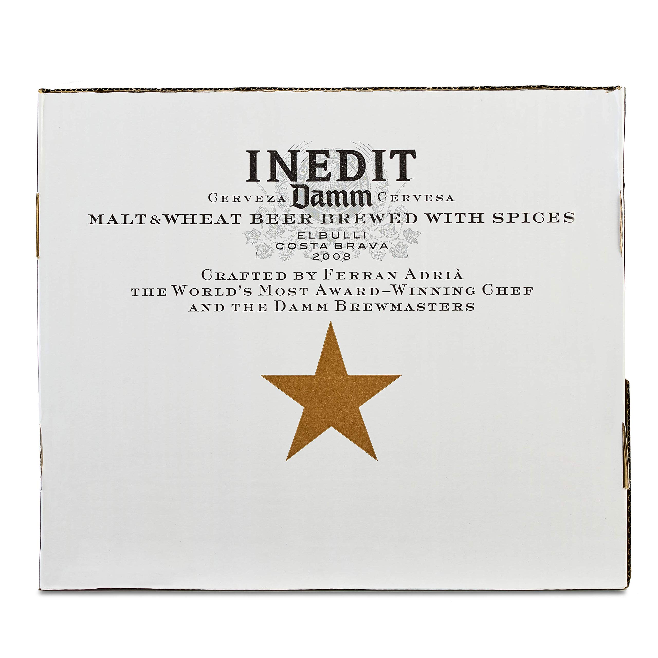 Inedit | Cerveza de Malta y Trigo | Receta Ferran Adrià | Cerveza Blanca con Especias| Caja 12 Botellas x 75cl
