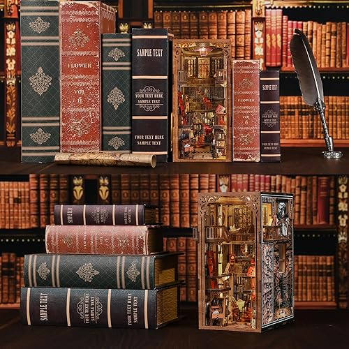 Miniatura 159 de Kit de rincón de libros en miniatura, rompecabezas de madera 3D con luz LED para decoración de estantería (más allá de la biblioteca)