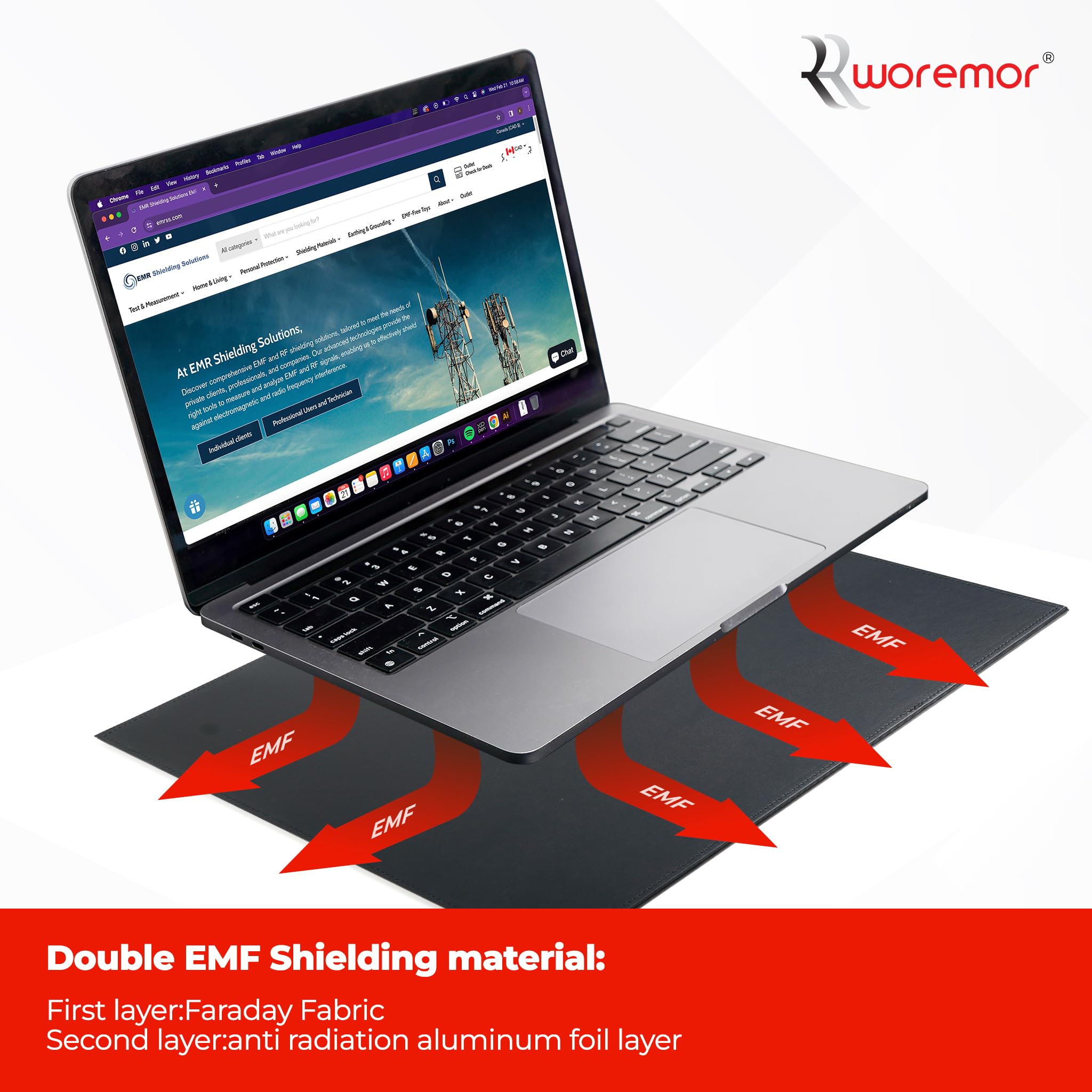 EMF Laptop-Tablett – Abschirmung von ELF und RF von Computer, Tablets, Handys, Schwarz (30,5 x 40,6 cm)
