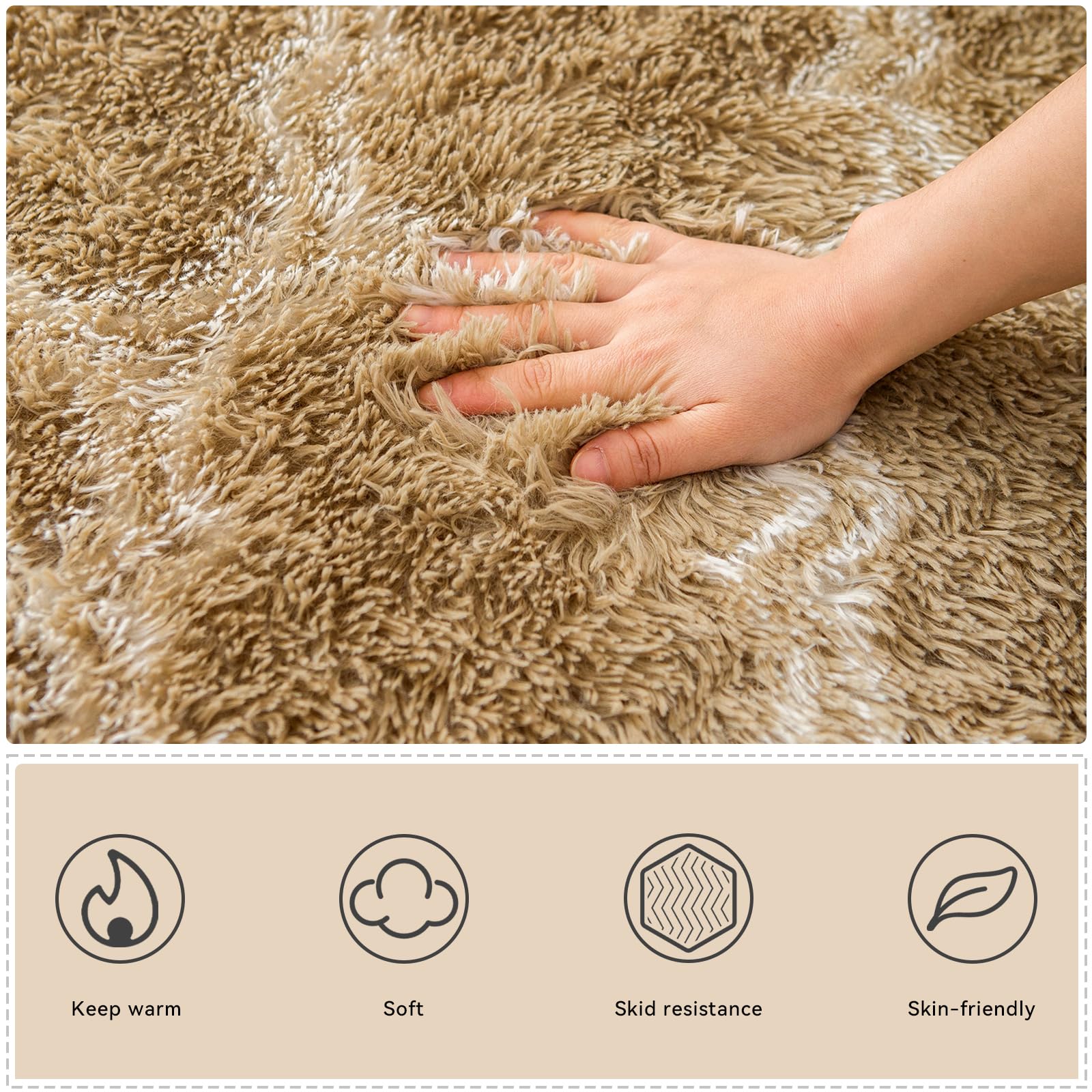 lekeplus Rugs Living Room Large Rugs Bedroom Anti Skid Rug Shaggy Soft Rug for Living Room Bedroom Play Area Kids Room Luxury Decorative(Khaki Lantern 60x90cm) - Image 4
