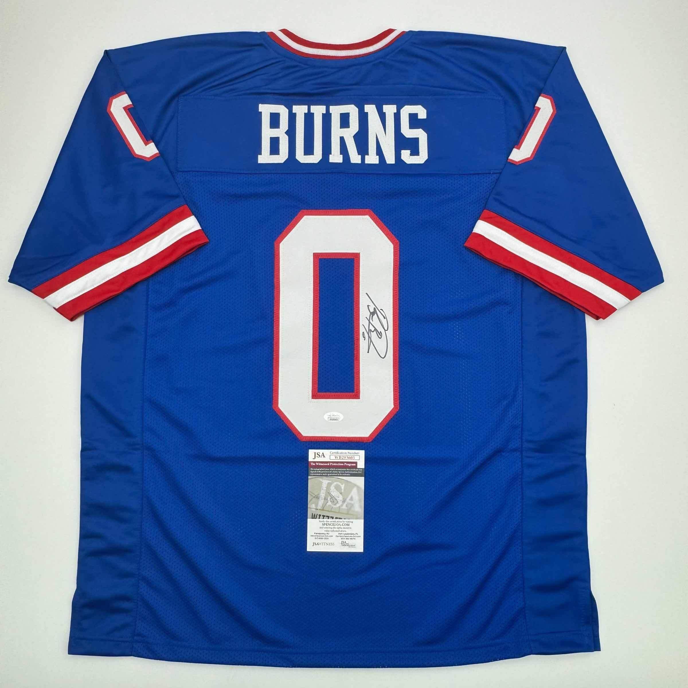 Autographed/Signed Brian Burns New York Retro Blue Football Jersey