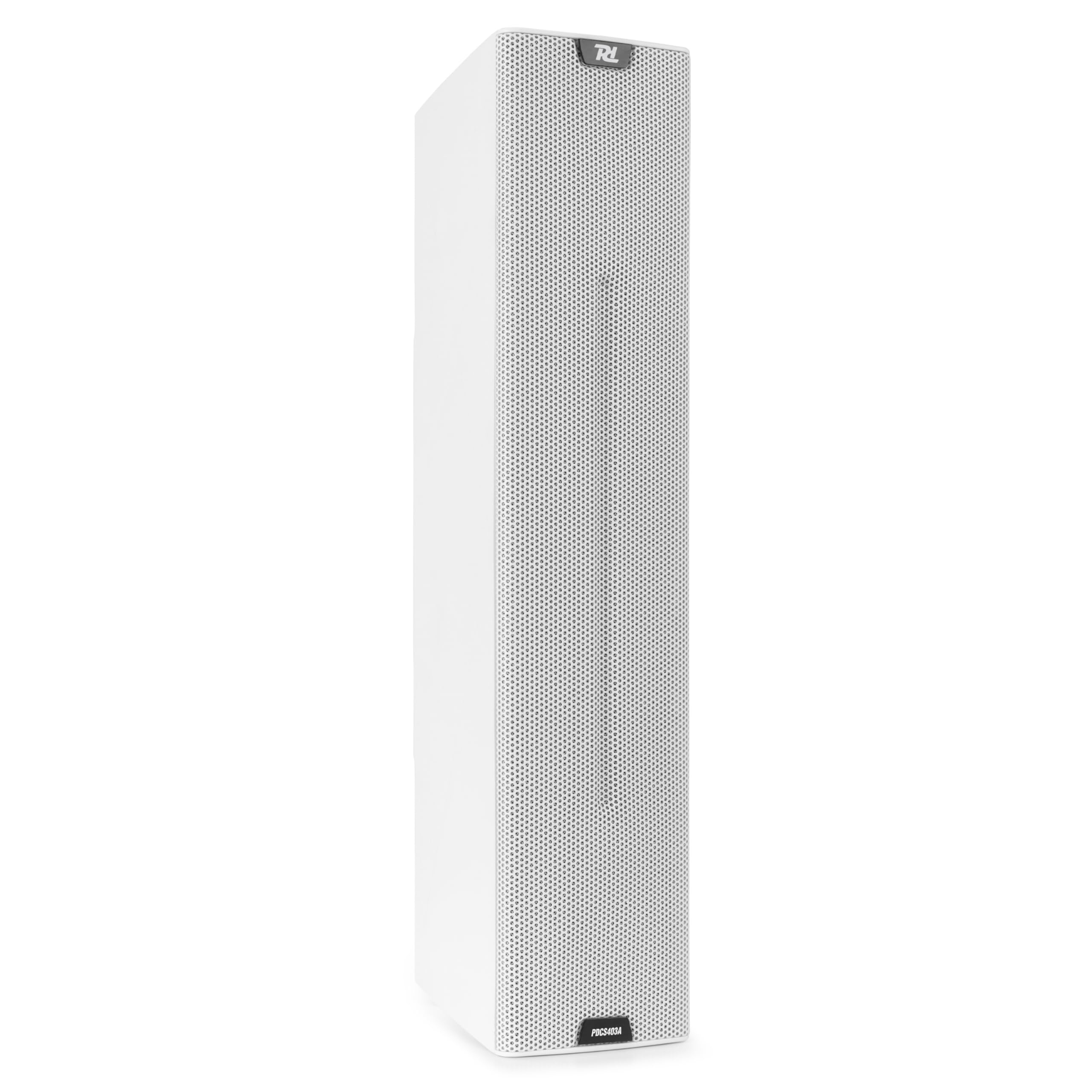 Power Dynamics PDCS403A - Altavoz de Columna Activo 260W / 130W RMS, 4 x 3 + 1" neodimio, Amplificador Integrado Clase D, Montaje en Pared o trípode, Entrada/Salida XLR, Color Blanco