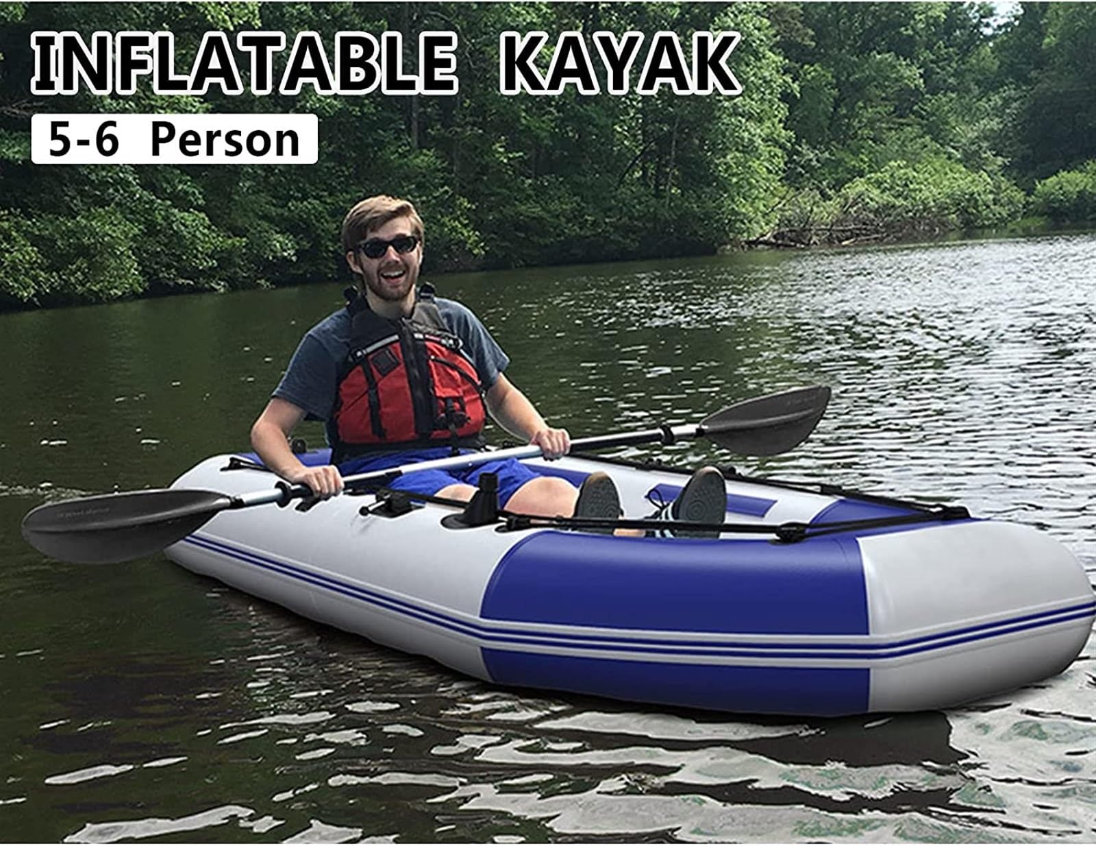 ELzEy Bote Hinchable, Kayak de Exterior con toldo Bote Hinchable de Rafting de Verano Kayak de Viaje, 260cmx128cm.