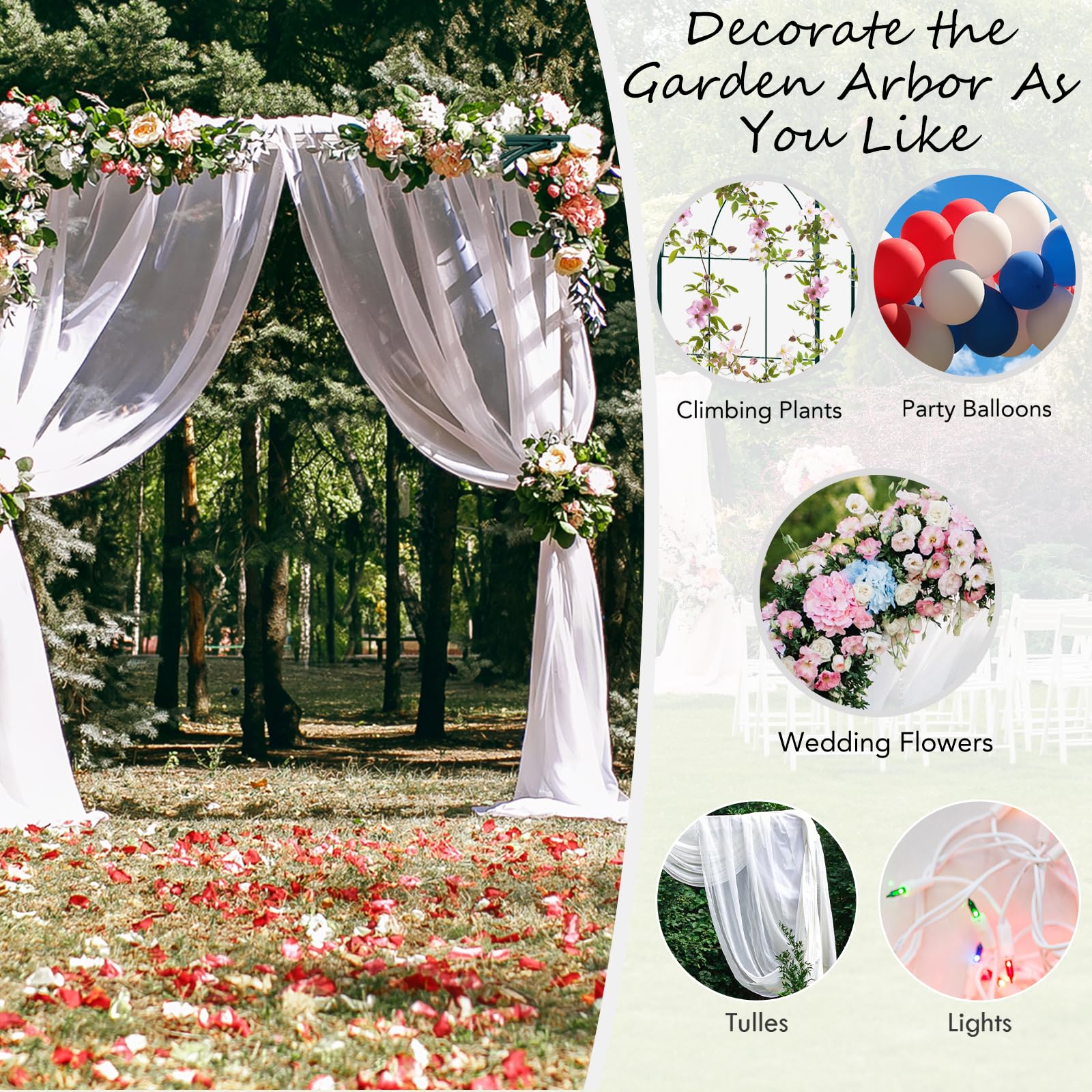 HOMASIS Arco de Rosas de jardín de Metal, Pérgola para Plantas trepadoras, Enrejado Arco para Boda, jardín, Fiesta, Pérgola Cuadrada Alta Resistencia Ayuda Flores Enrejado, 205x52x205cm (Verde)