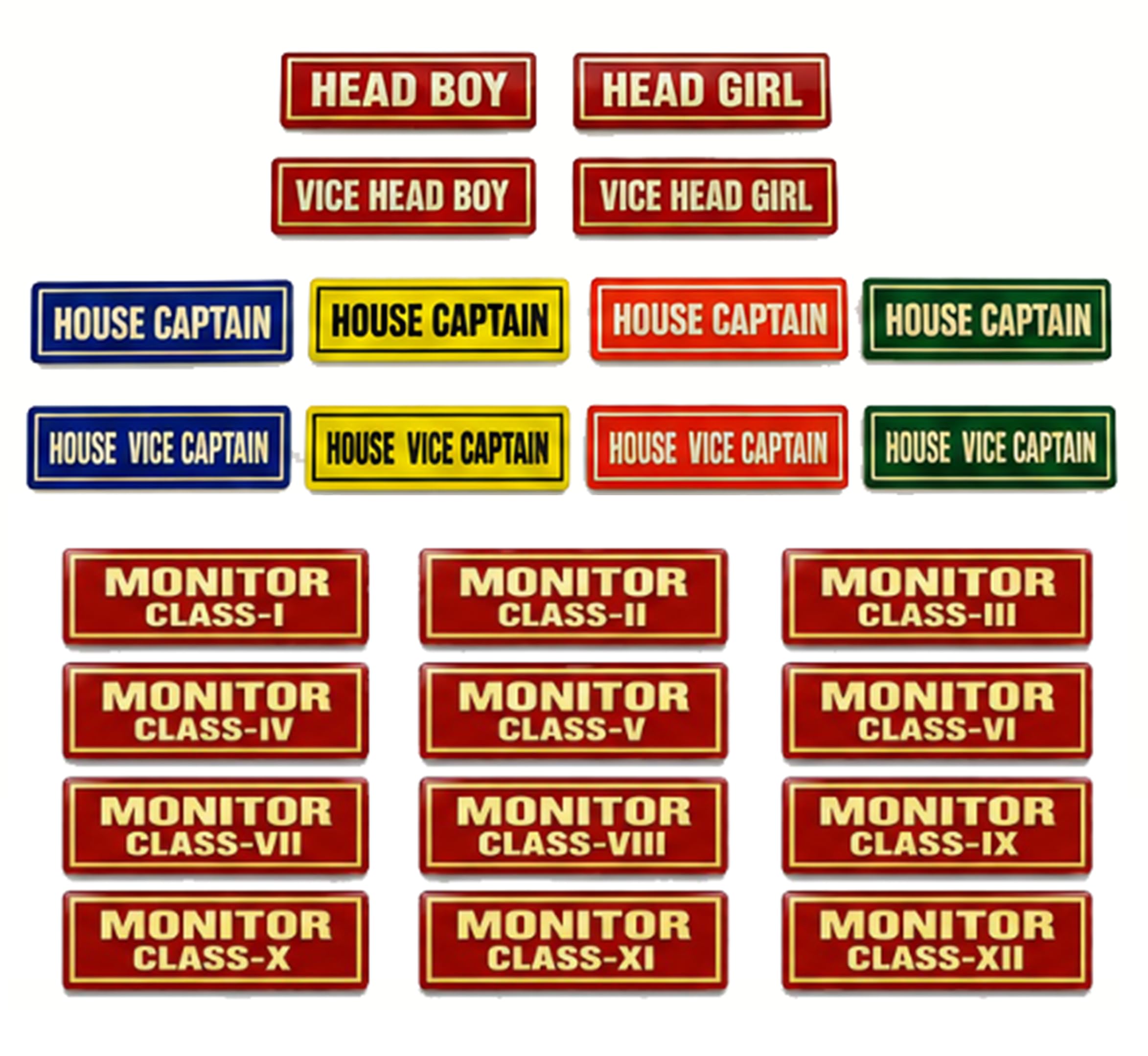 Shop In Souk School Complete Badge Bundle Set of 24 | Acrylic Leadership + Class Monitor Pin Badges | Head Boy Head Girl Vice Head Boy Vice Head Girl House Captain Vice Captain Class 1 to 12 | Investure ceremony-image-18