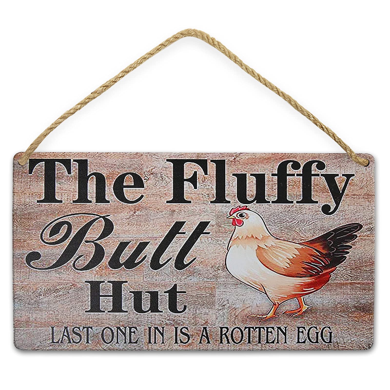 Chicken Stuff Chicken Yard Signs, Chicken Fluffy Butt Hut Sign Wooden Sign (10x5 inch)