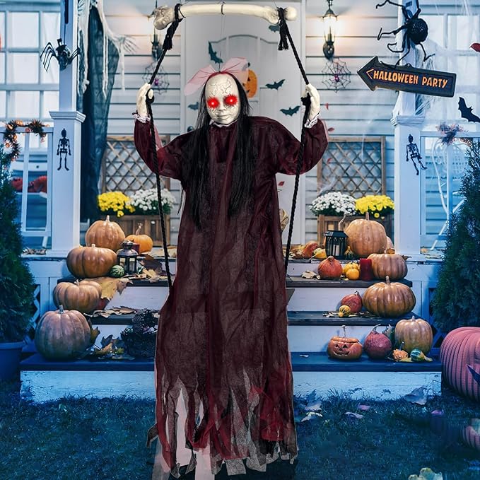 Halloween Decorations, Hanging Swing Ghost with Voice Activated