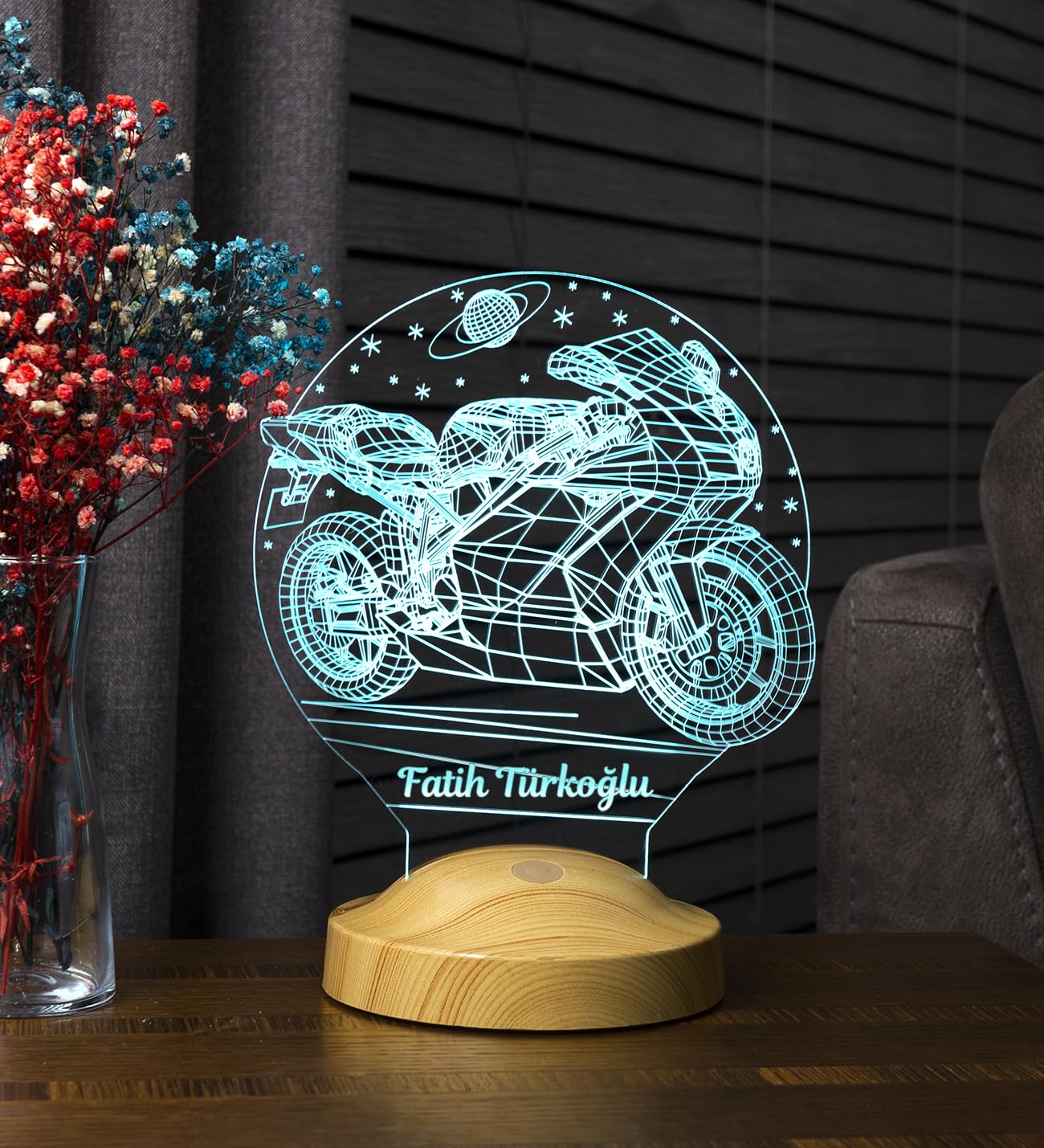 Racing Motosiklet Motor Hayranlarına Hediye 3D Led Lamba, Erkeğe Hediye, Motor GP Kişiye Özel 3 Boyutlu Lamba