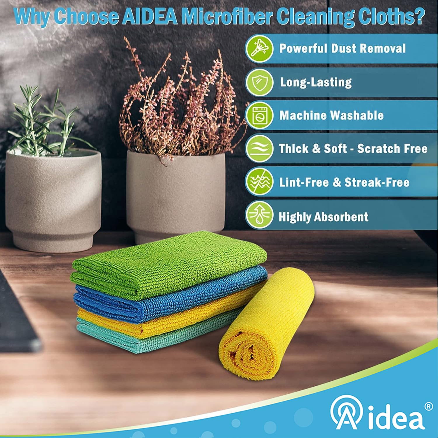 AIDEA Microfibre Cleaning Cloth, Microfibre Cleaning Cloth 12 Units 30 x 30 cm — view 4
