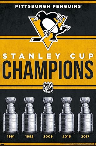 Trends International NHL Pittsburgh Penguins - Póster de pared Champions 23, 22.37 x 34.00 pulgadas, versión premium sin marco