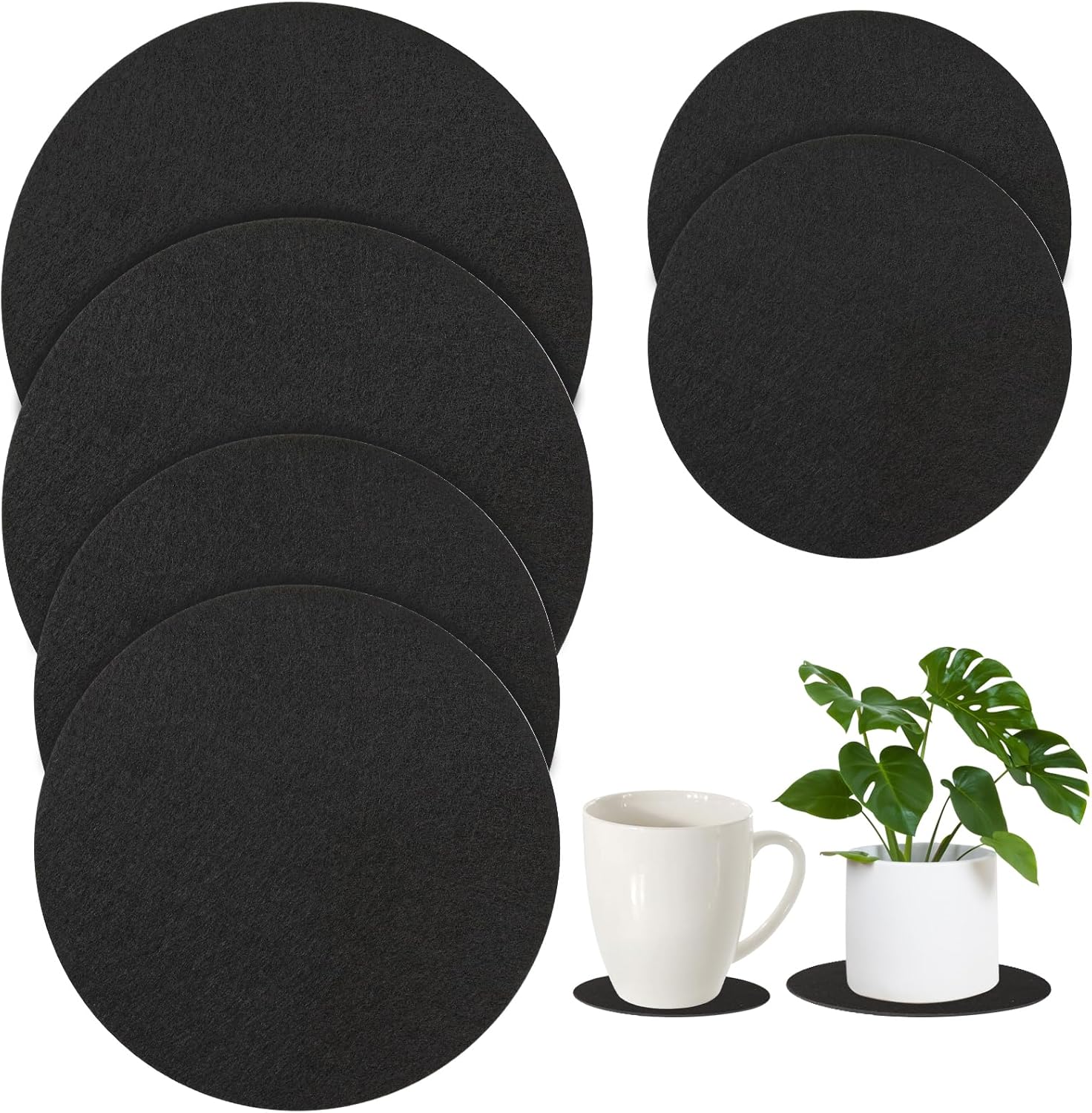 Plant Saucers for Indoors, 6PCS Round Felt Plant Mat Reversible Fabric