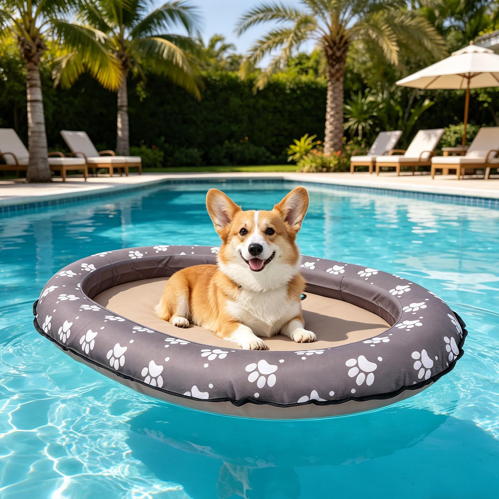 Flotador Inflable para Perros pequeños - 37.8 x 25.6 Pulgadas, balsa Inflable para Perros para Nadar - Soporte Estable, Juguete de Verano para, Accesorio para Piscina, Lago, Camping y Playa