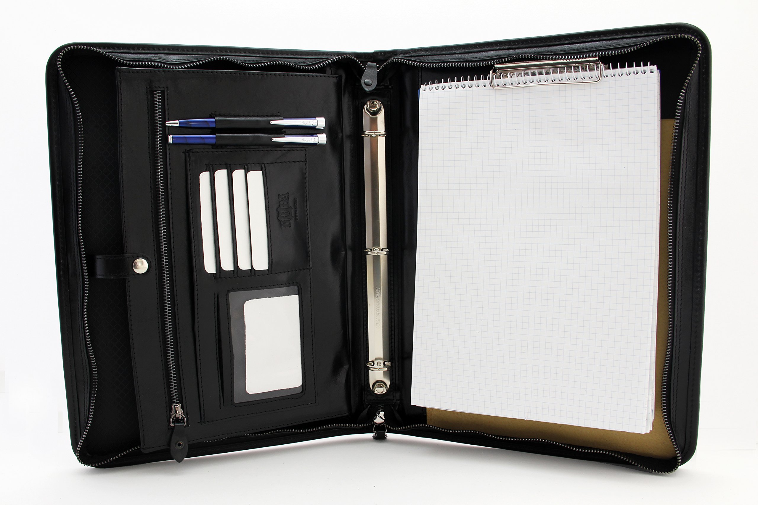 Noda Executive Leather Padfolio 3 raccoglitore ad anelli Professional Business portfolio W/chiusura