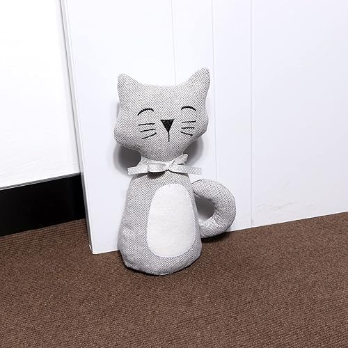 Vista 50 de Lindo tope de puerta decorativo para el hogar y la oficina, topes de puerta de piso, protectores de pared pesados de tela con peso animal, gato café