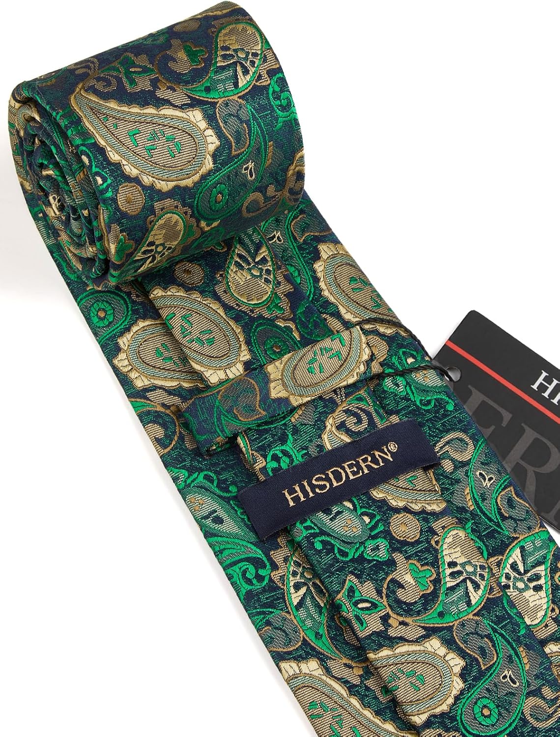 HISDERN Ties for Men Paisley Tie and Pocket Square Woven Classic Floral Mens Ties Handkerchief Set Wedding Party Necktie - Image 5