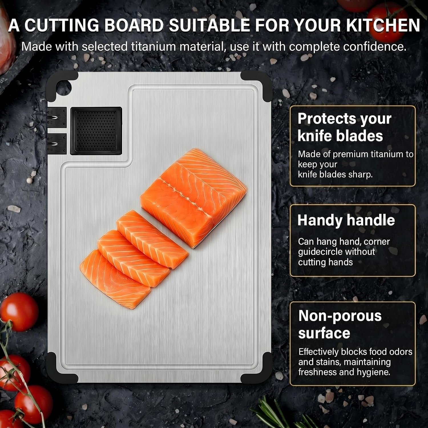 Titanium Cutting Board for Kitchen, Food Grade Non Toxic Chopping Board