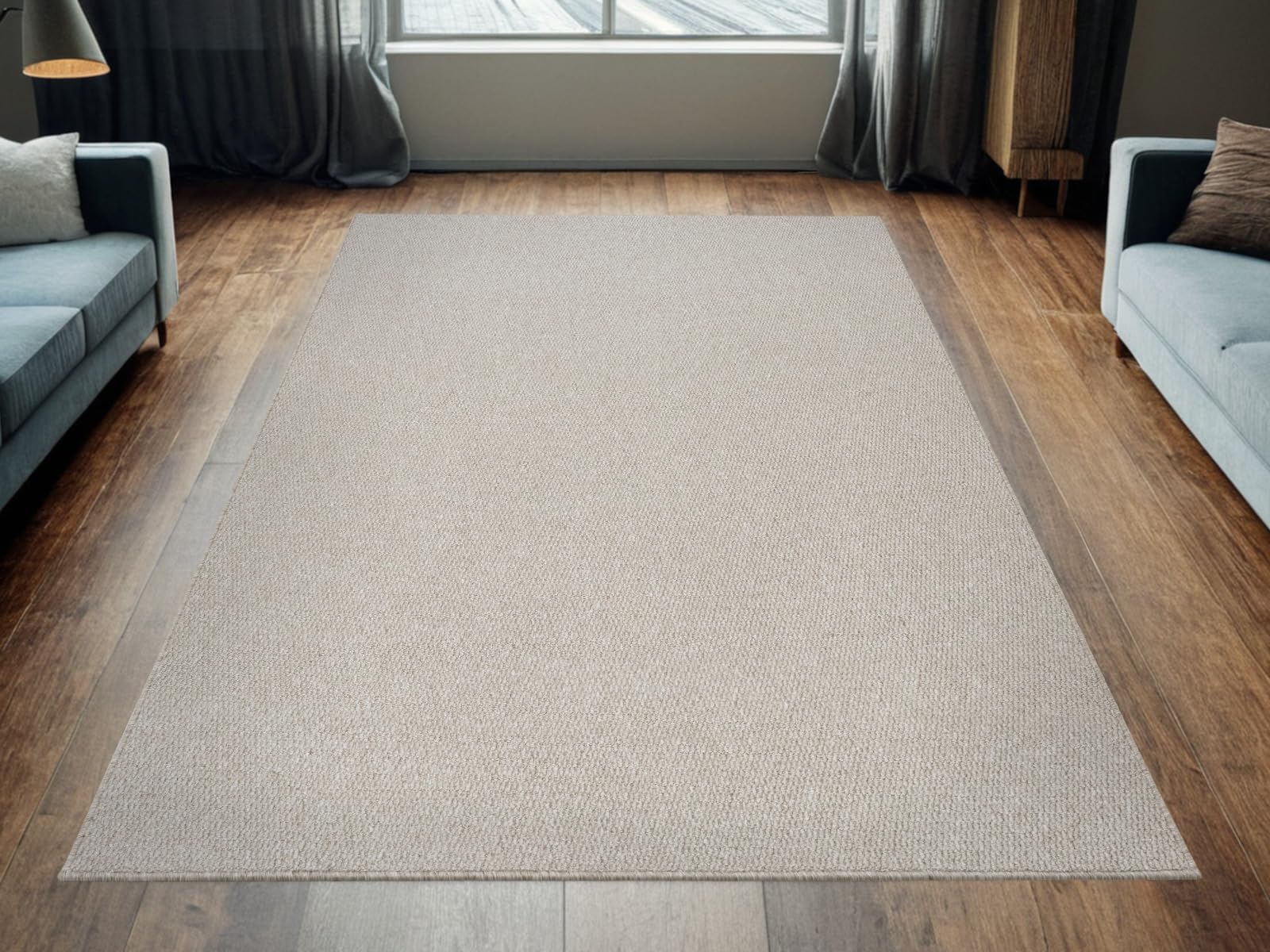 Brasil Wohnzimmerteppich 200x250 cm Beige Schlingenflor, Kurzflor, Filzrücken, Teppich für Wohn- und Esszimmer, geeignet für Fußbodenheizung