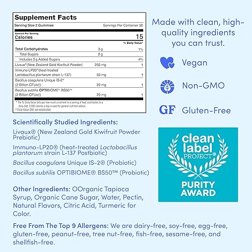 Miniatura 8 de FIRST DAY Gomitas probióticas 3 en 1 para mujer - Prebiótico + probiótico + suplemento postbiótico - Apoya la salud digestiva y oral, función