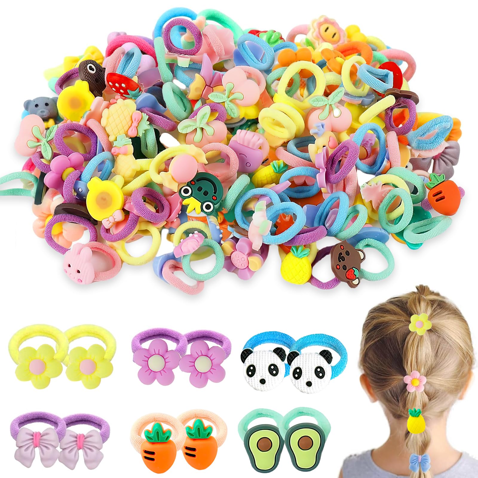 CoolShef 60 Pcs Hair Accessories for Kids Girls, Colorful Rubber Band for Baby Girl Styling, Elastic Ties for Toddler, Cute Loops for Little Angels, Soft Holders for Kid Outfit Matching-image-39