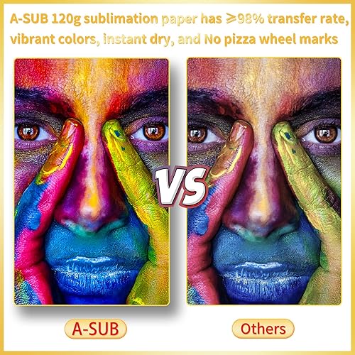 Miniatura 2 de A-SUB - Papel de sublimación, 110 hojas termotransferibles de 13 x 19 de gran tamaño compatibles con la impresora de inyección de tinta de 120 gsm