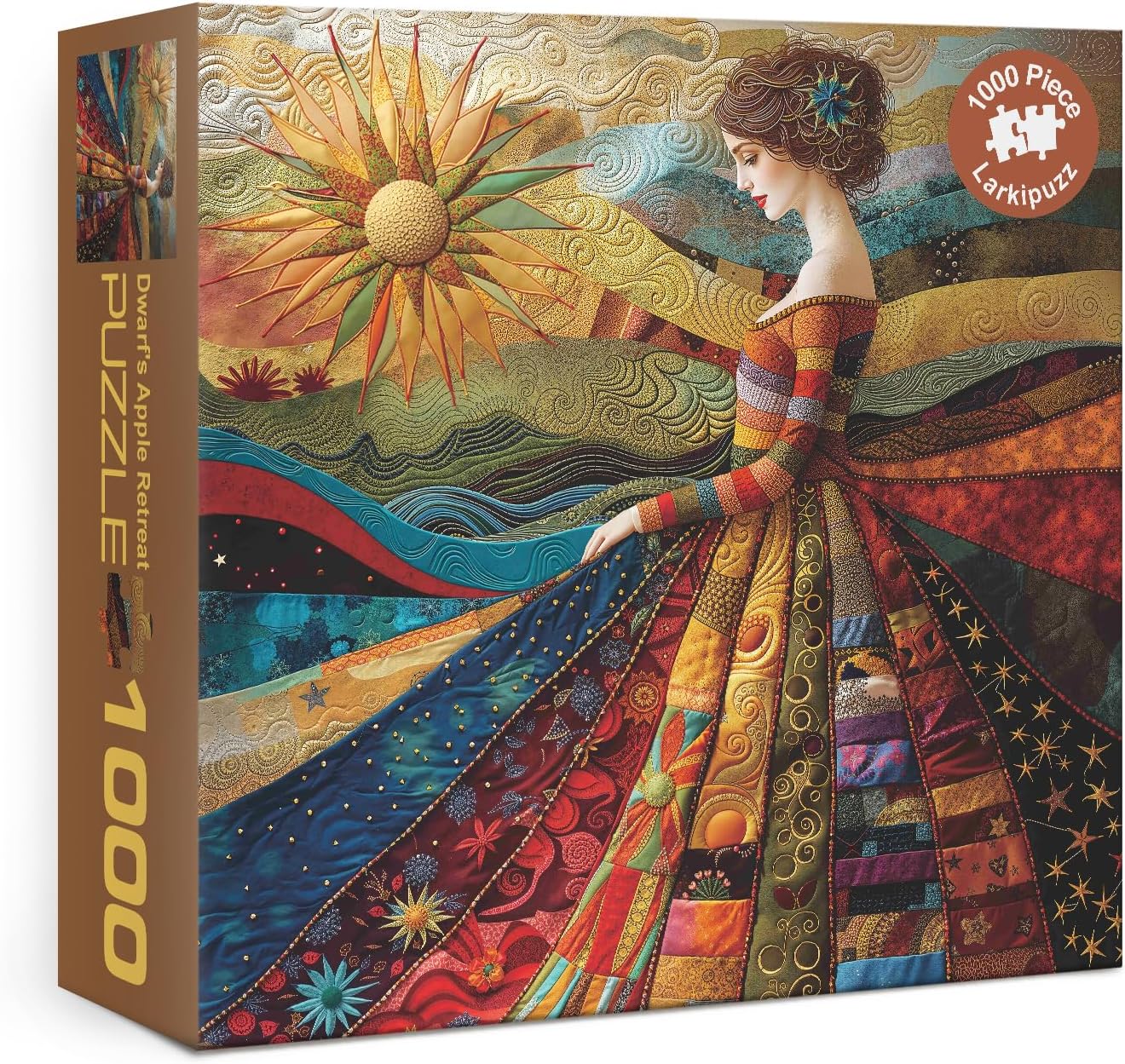 Vintage Women Patch Puzzles for Adults 1000 Pieces, Pretty Quilt Sewing Jigsaw Puzzle, Colorful Impossible Art Lady Puzzles