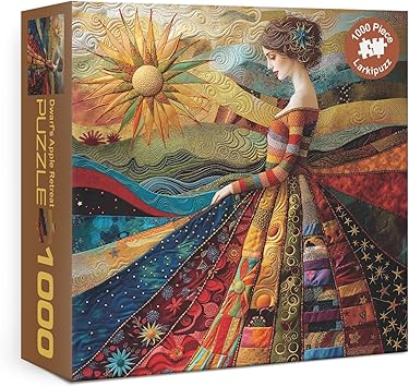 Vintage Women Patch Puzzles for Adults 1000 Pieces, Pretty Quilt Sewing Jigsaw Puzzle, Colorful Impossible Art Lady Puzzles