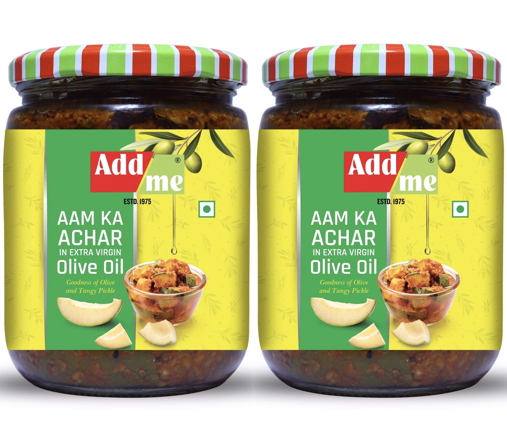 Add me Mango Pickles 1kg in Pure Extra Virgin Olive Oil 500 gm aam ka achar Pickle (Pack of 2)