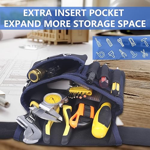 Miniatura 3 de Cinturón de herramientas, 20 bolsillos para hombres, bolsa de herramientas desmontable y ajustable para electricista, carpintero, construcción,