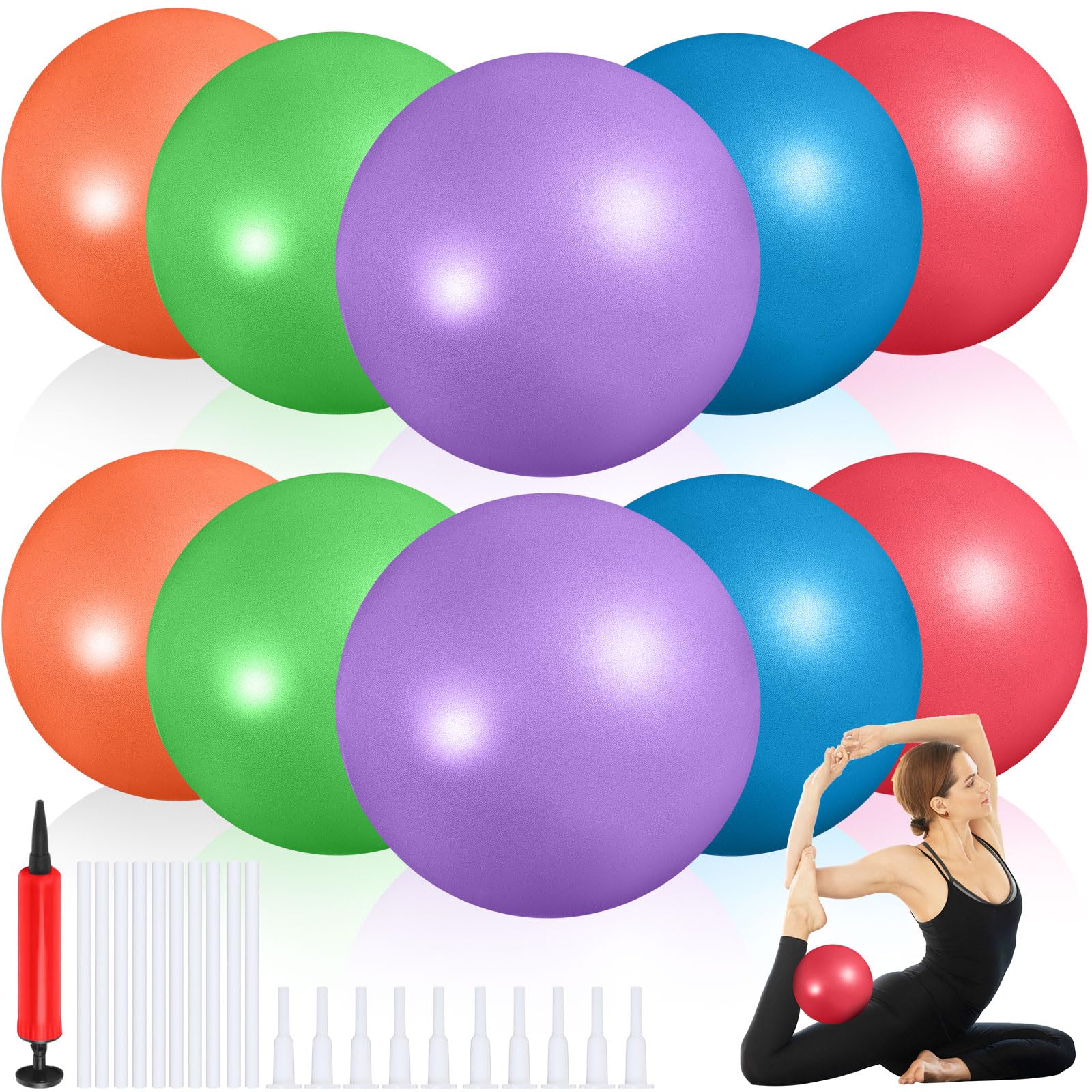 Aoriher 10 Pcs Small Pilates Ball Bulk 9 Inch Mini Yoga Ball