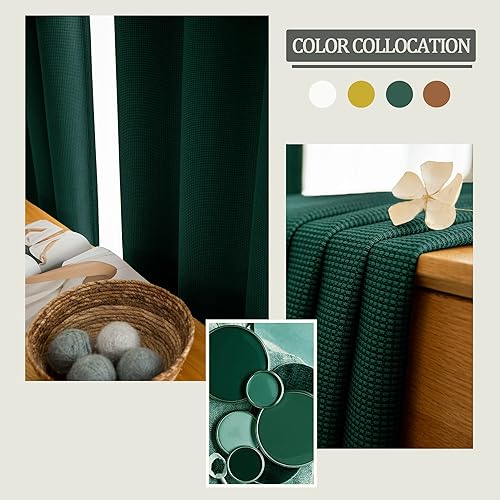 Miniatura 4 de GRALI-DECOR Cortinas 99% opacas para dormitorio, sala de estar, habitación de bebé, cortinas texturizadas a cuadros de pines, paneles de cortina con