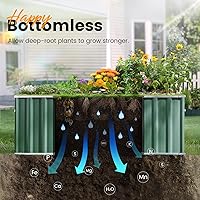 Vista 7 de KING BIRD Cama de jardín elevada galvanizada de 68 x 36 x 24 pulgadas, caja de metal de acero elevado para verduras de raíces profundas, flores, kit