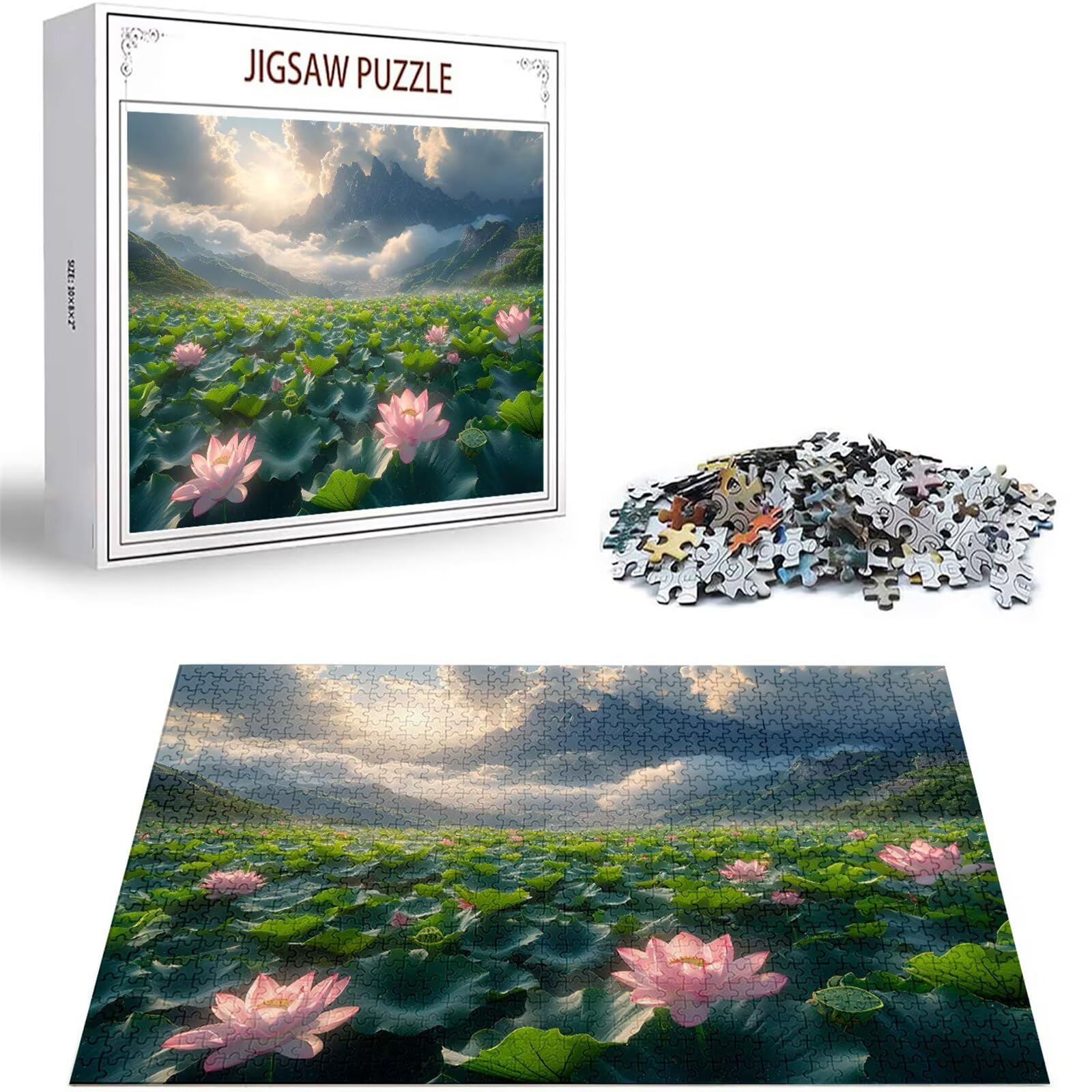 Puzzle 2000 Teile Wolkenmeer Puzzle Erwachsene, Groß Puzzelmatten, Holzpuzzle für Erwachsene und Kinder ab 12 Jahren Wooden Jigsaw Lotus Geschicklichkeitsspiel für Die Ganze Familie, Geschenke D-496