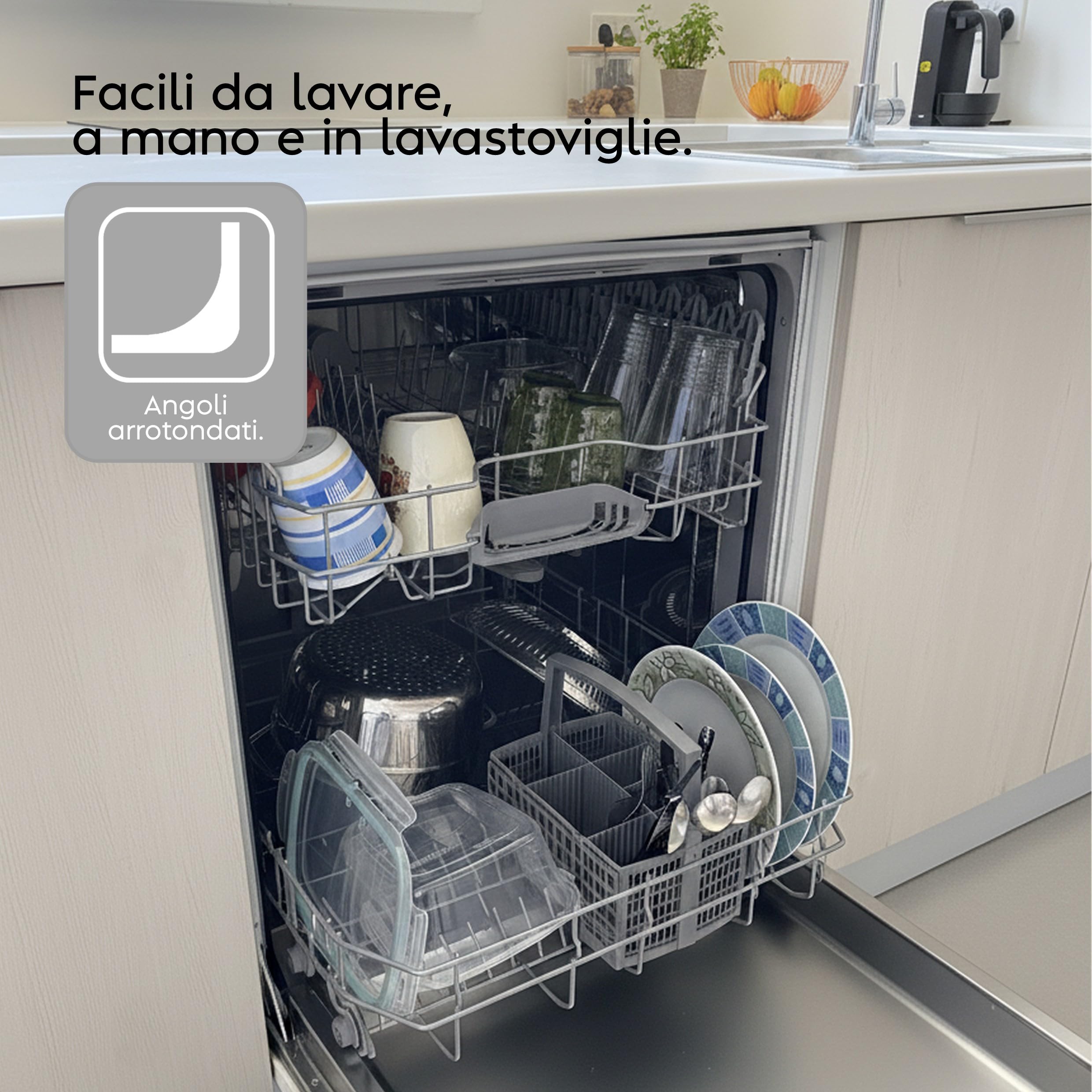 Snips Zestaw 3 pojemników na żywność o pojemności 1,8 l, przezroczyste, pokrywka utrzymująca świeżość z 4 zamknięciami zabezpieczającymi - pojemnik na żywność 22,5 x 17,7 x 13 cm, lodówka, kuchenka