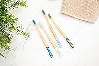 Vista 5 de Cepillo de dientes de bambú – Cuidado bucal natural biodegradable ecológico Cerdas suaves, mango sostenible, agarre ergonómico Paquete de 4