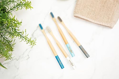 Miniatura 5 de Cepillo de dientes de bambú  Cuidado bucal natural biodegradable ecológico  Cerdas suaves, mango sostenible, agarre ergonómico  Paquete de 4