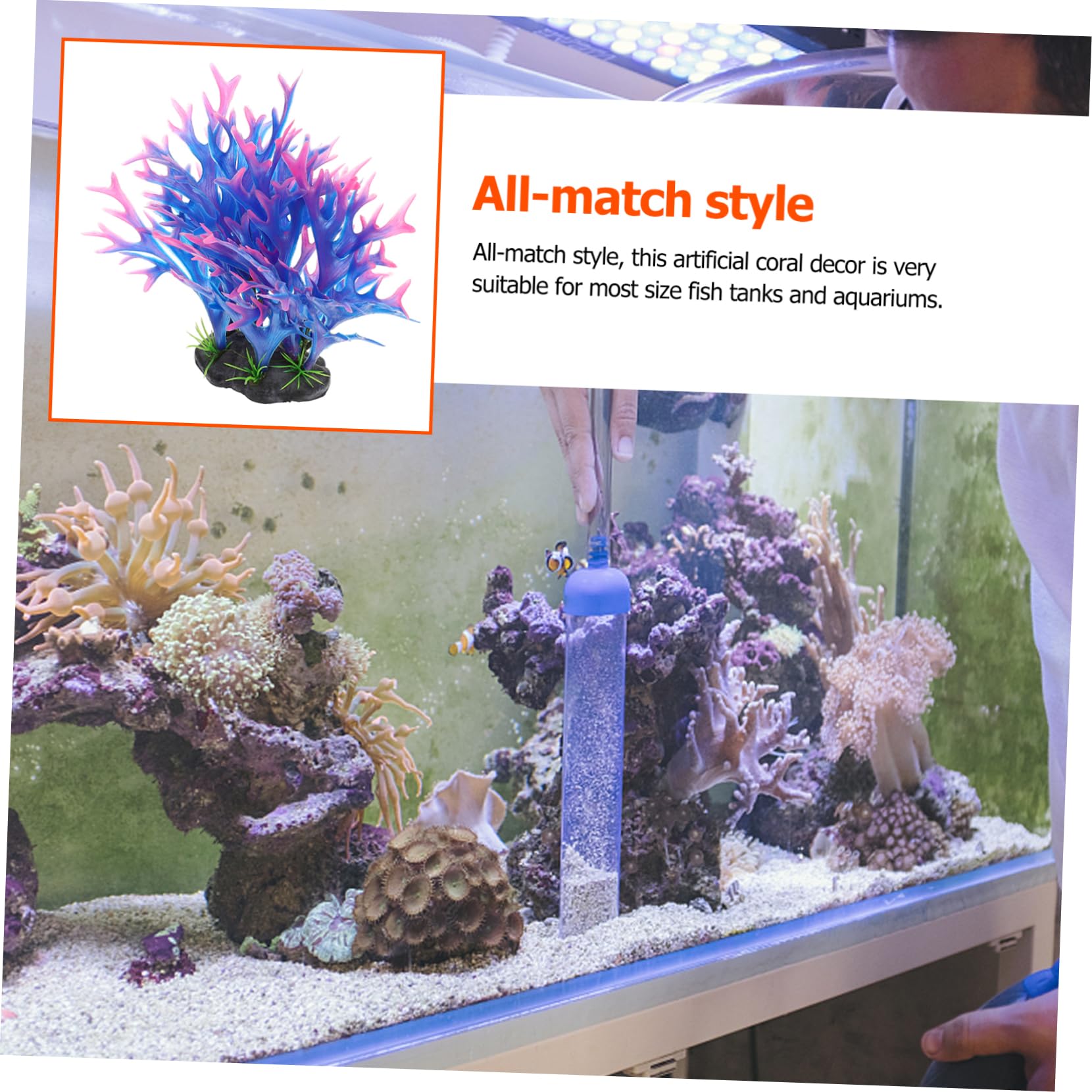 COLLBATH Fish Tank Artificial Coral Plants Simulation Coral Decor for Aquariums for Fish Hiding and Play Enhances Aquatic Landscape Compact and Easy to Install