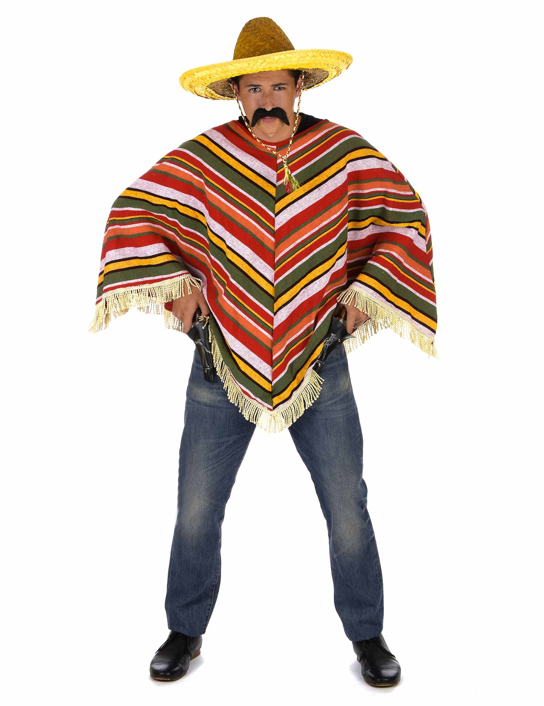 DEGUISE TOI Mexikanischer Poncho für Erwachsene bunt - Multicolore