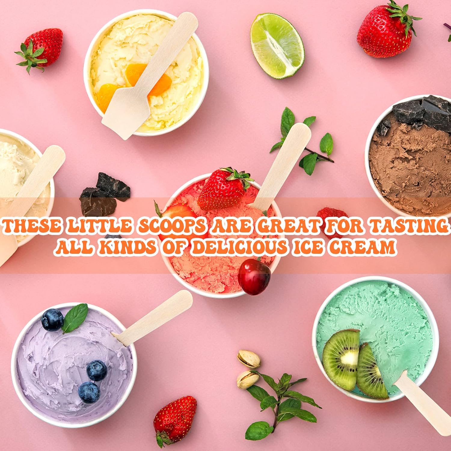 2000 Pcs Disposable Mini Wooden Spoons, 3.74 Inch Wood Cutlery Spoons Small Utensils for Ice Cream Dessert Food