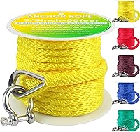 Vista 13 de Cuerda de anclaje premium de 50 pies x 1/2 pulgadas, línea de anclaje trenzada sólida MFP para barco con dedal y grillete - Negro