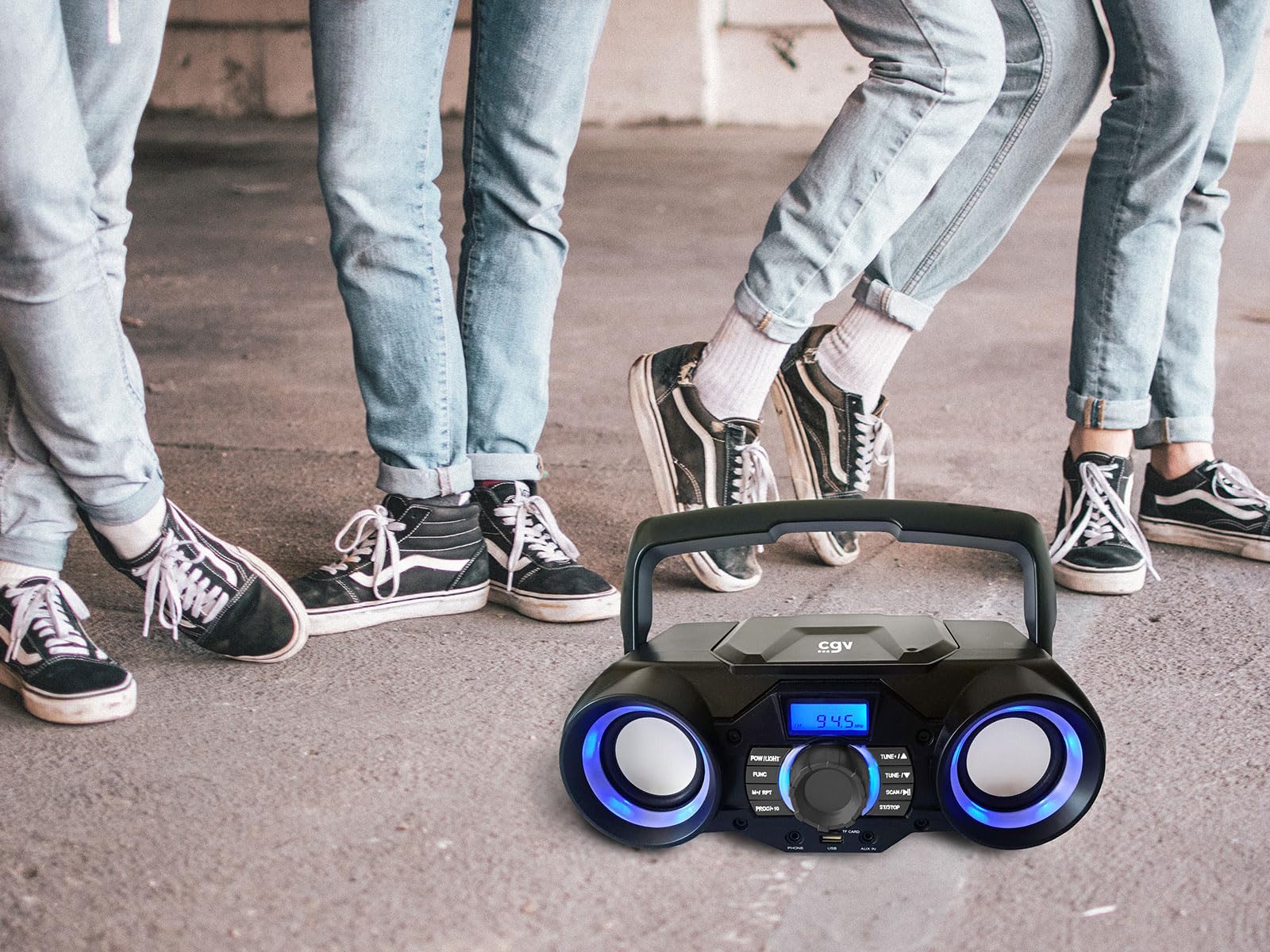 Przenośny odtwarzacz CD, CD SG-1 z efektami świetlnymi LED, odtwarzanie MP3, Bluetooth, radio FM, karta pamięci SD, wejście USB, odtwarzacz SD