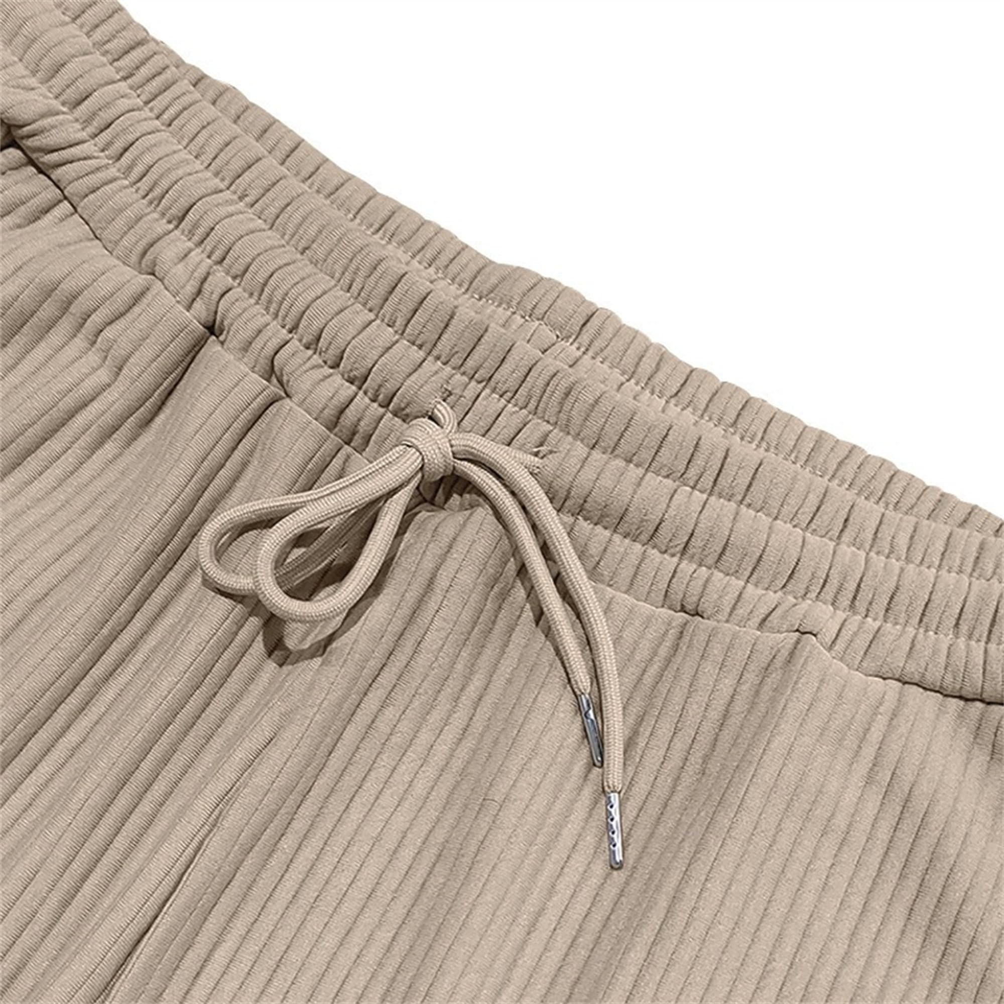 Qolkmuiy-GJ Men's Corduroy Elastic Waist Pants Straight-Legs Slack with Pockets Sports Athletic Casual Trousers (Khaki,3X-Large)