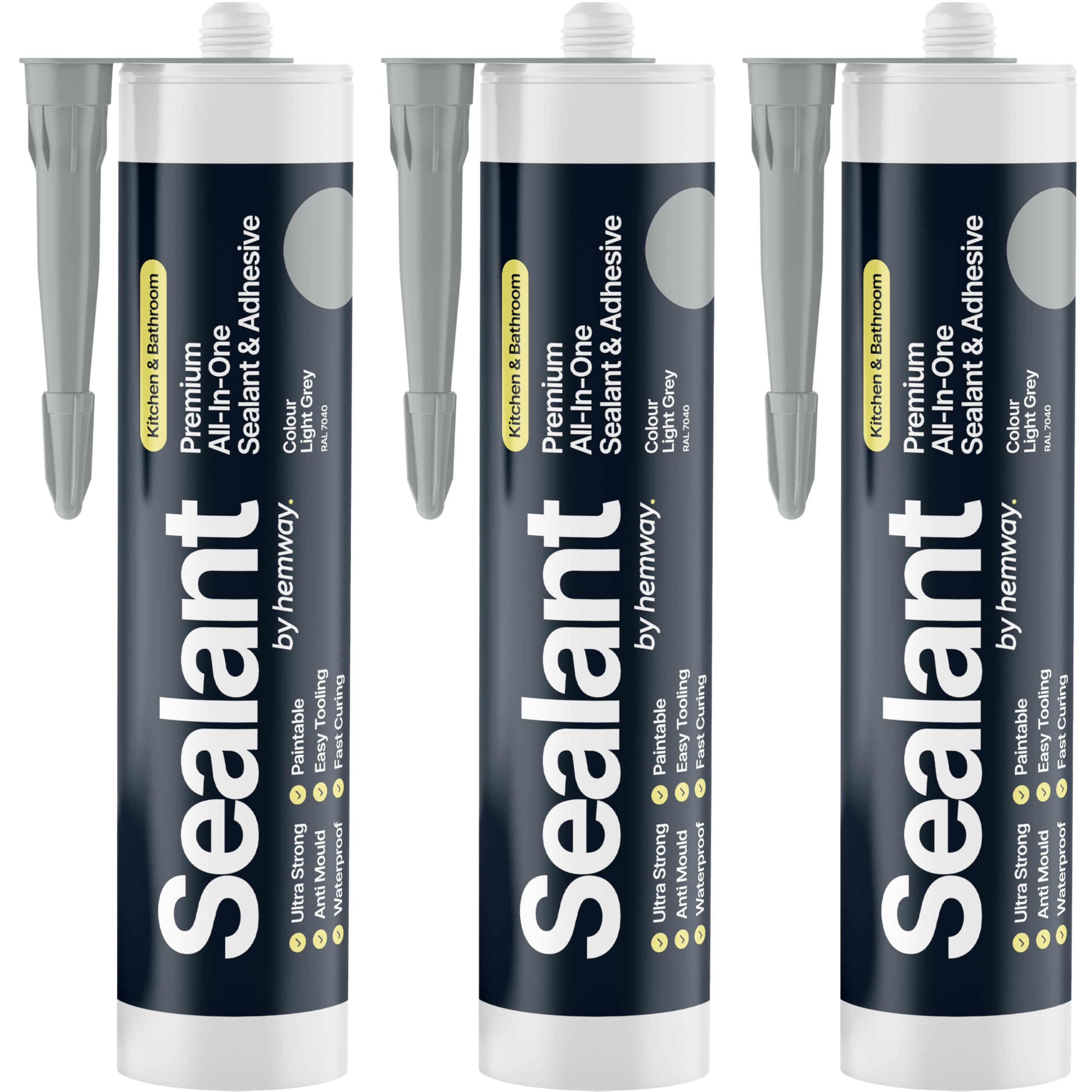 Light Gray Kitchen & Bathroom Sealant & Adhesive Hybrid Polymer | Superior to Silicone Caulk Sealant | Waterproof, Odorless, Paintable | Ideal for