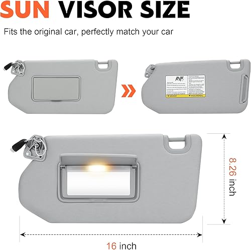 Miniatura 8 de Reemplazo de visera solar para lado izquierdo del conductor beige compatible con Nissan Pathfinder 2013-2018, Infiniti QX60 2014-2017, Infiniti JX35