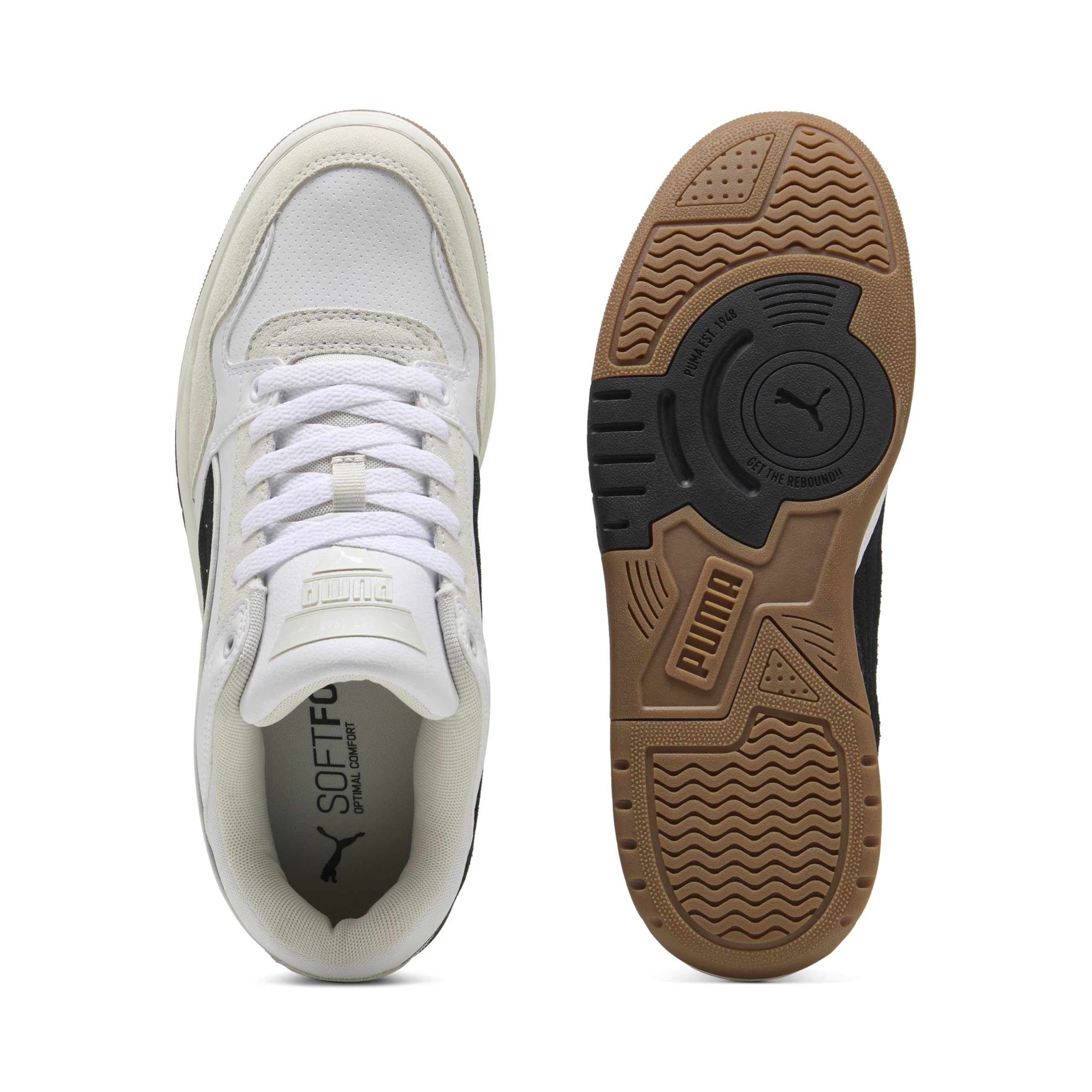 Puma Rebound Retro-Schuhe für Herren, Weiß-Schwarz-Federgrau, 10 – Ansicht 4