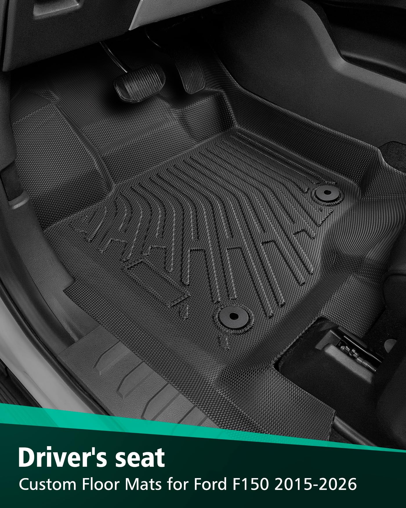 Condition photo showing New/Like New for Car Floor Mats for Ford F150: 2015-2026 SuperCab/Extended Cab(Not for SuperCrew/Crew Cab), All Weather Truck Accessories Rubber Floor Liner for F-150 2025 2024 2023 2022 2021 2020 2019 2018 2017 2016