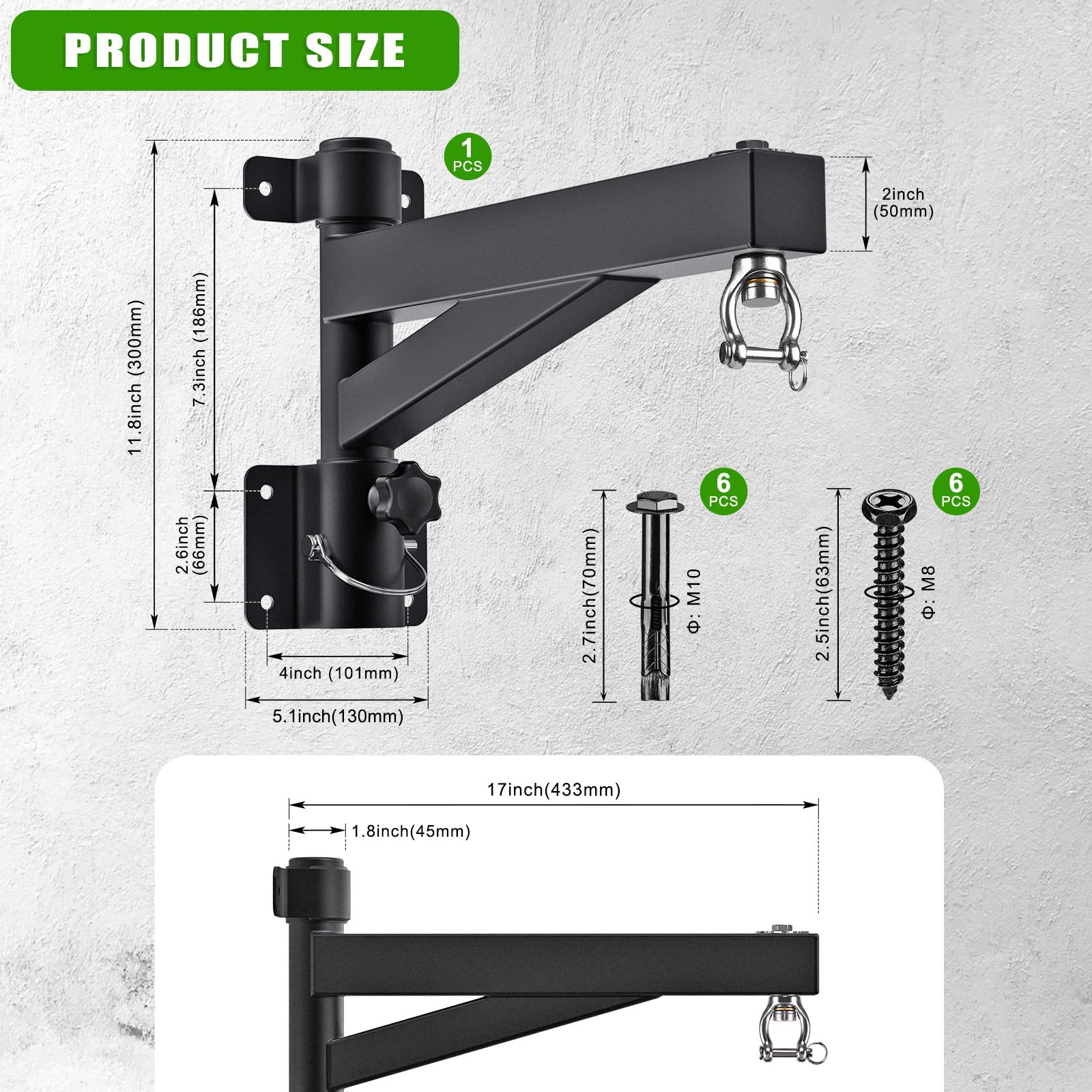 Kipika Support mural pour sac de frappe lourd de 61 cm, capacité de 362,9 kg avec support rotatif à 360° et design pliable, support de sac de frappe pour boxe, muay thai, sac de vitesse MMA et