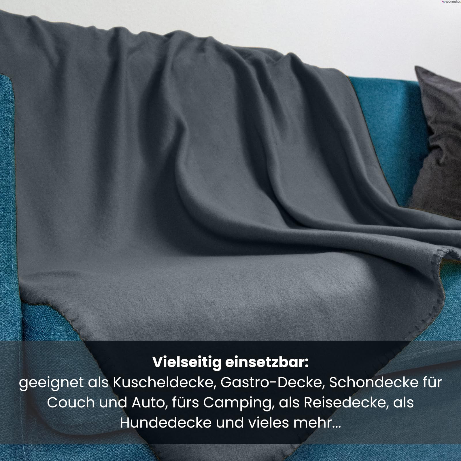 wometo Lot de 10 avantages Couverture Polaire oekoTex 130x160 cm env. 400g Lourde avec Anti-Boulochage et Bord en chaîne Gris foncé