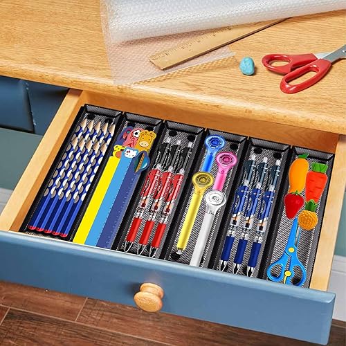 Miniatura 5 de Barelove Organizador de cajones de cubiertos para cajones de cocina, 6 piezas, soporte de utensilios de malla, bandeja de almacenamiento de