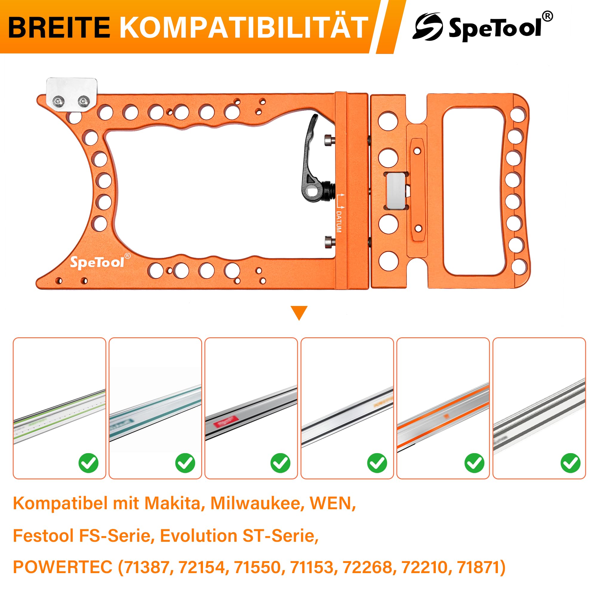 SpeTool Angolo di guida di precisione a 90° per tracksaws, precisione ±0,01°, blocco rapido e protezione binario, extra grande e spesso, compatibile con Festool, Makita, Milwaukee, Powertec, WEN